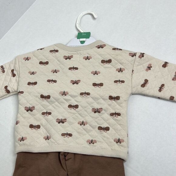 Little Planet by Carter’s 2 piece girl’s quilted butterfly cotton taupe set NWT - Picture 6 of 9